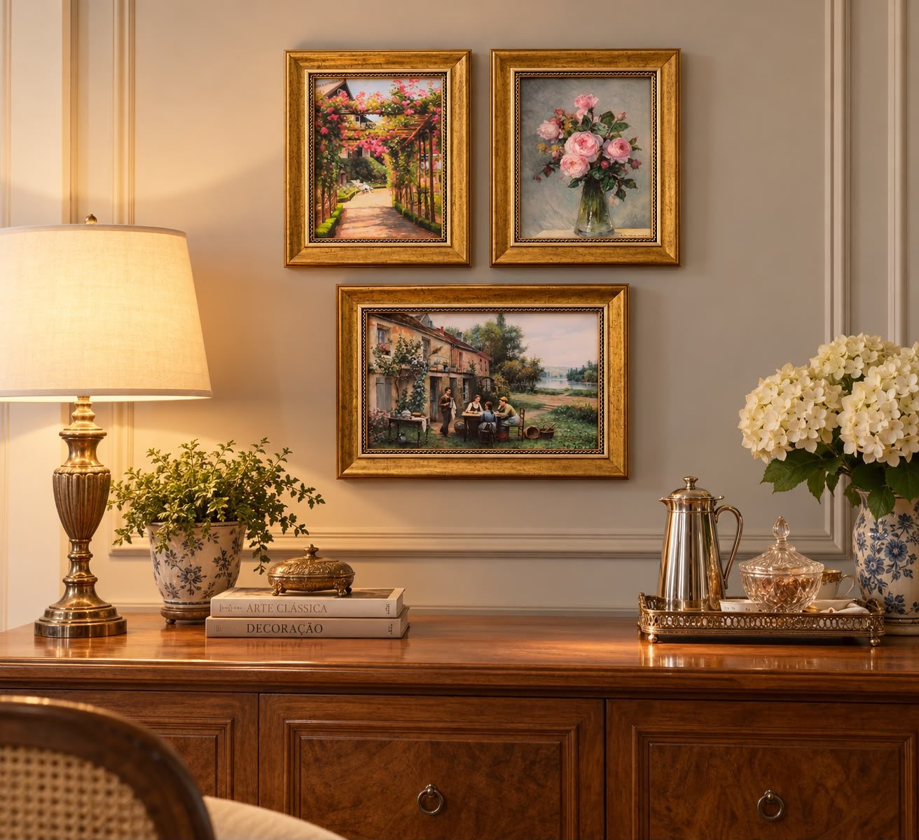 Ambientação da composição Composição de Quadros Clássicos para Sala