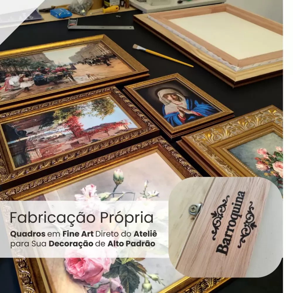 Detalhe da textura de um quadro Fine Art Barroquina