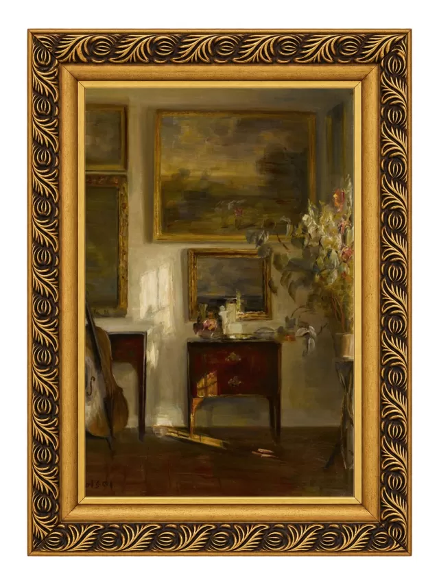 Interior com Violoncelo com Moldura Clássica Florença P