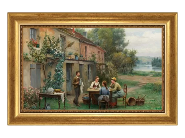 Café no Jardim, de Daniel Ridgway Knight com Moldura Clássica Lisa P