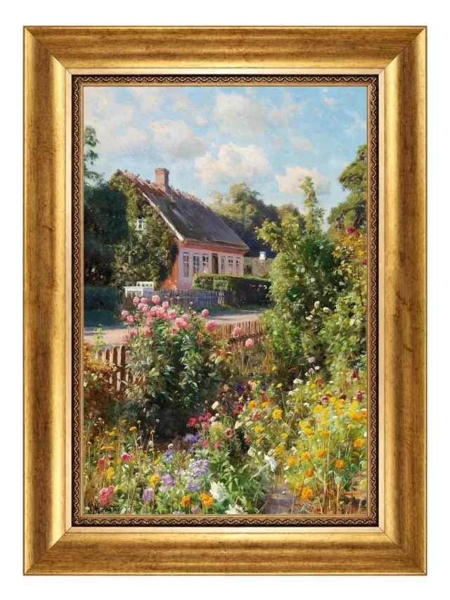 Jardim Florido na Casa da Aldeia com Moldura Clássica Lisa P