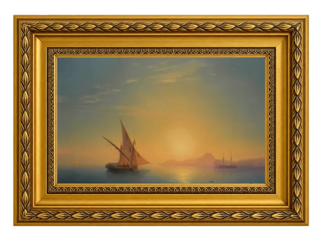 Pôr do Sol Sobre Ischia, de O pintor russo Ivan Konstantinovich Aivazovsky é o autor desta obra com Moldura Clássica Florença M