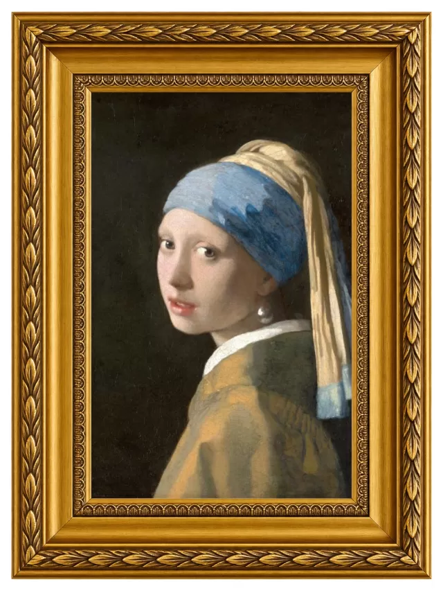 Moça com Brinco de Pérola, de Johannes Vermeer com Moldura Clássica Florença M