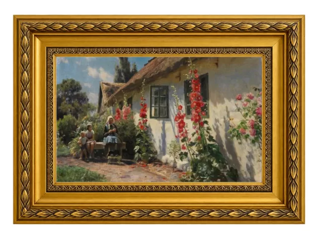 Primavera num Jardim Rústico, de Peder Mørk Mønsted foi um pintor dinamarquês conhecido pelas suas paisagens e cenas da natureza A… com Moldura Clássica Florença M