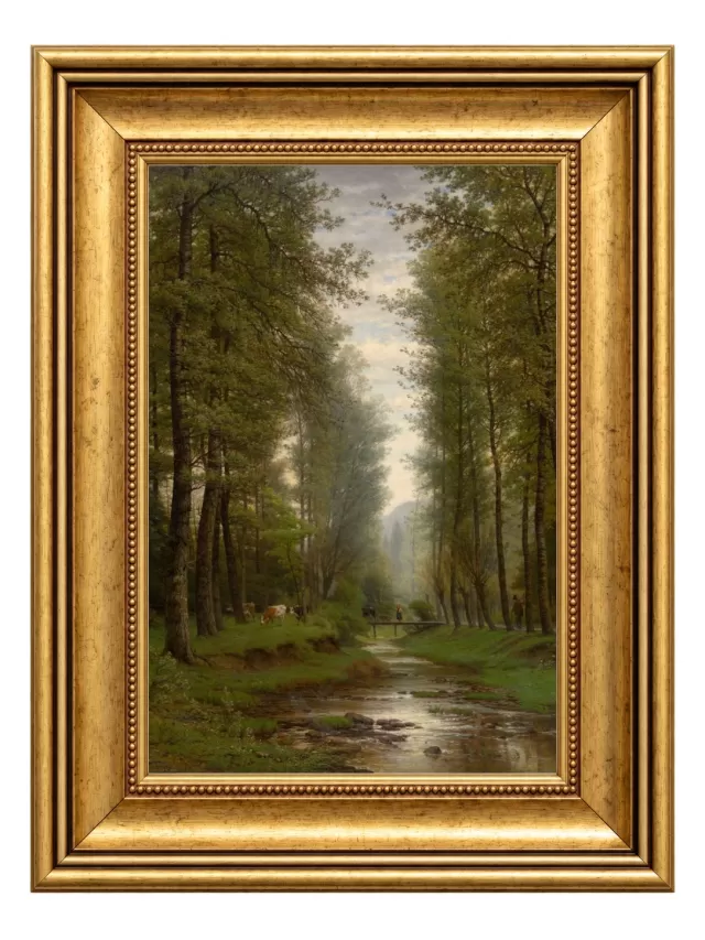 Riacho na Floresta com Moldura Clássica Lisa M