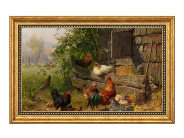 Galinheiro, de Carl Jutz foi um pintor alemão conhecido por suas representações de animais com Moldura Clássica Simplicité