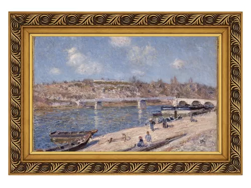 A Praia em Saint-Mammès com Moldura Clássica Florença P