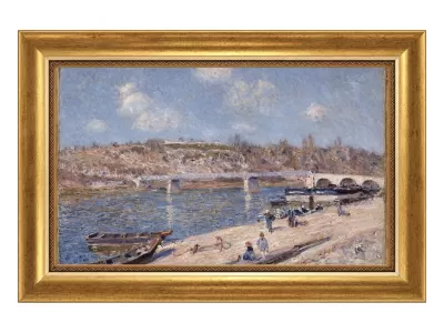 A Praia em Saint-Mammès com Moldura Clássica Lisa P